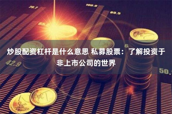 炒股配资杠杆是什么意思 私募股票：了解投资于非上市公司的世界